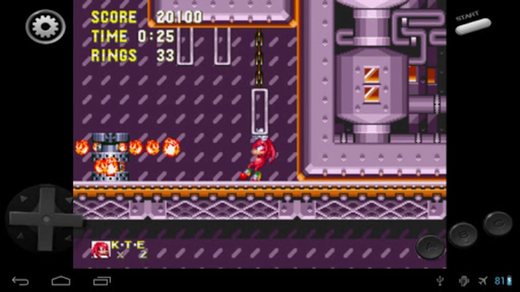 Genesis platformer with D-pad overlay and Start